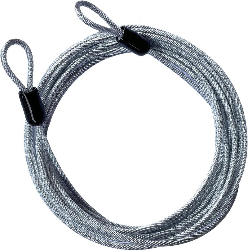 GOMRQING 30FT 3mm Outdoor Travel Long Security Cable Lock,Braided Steel Coated Safety Cable Luggage Lock,Safety Cable Wire Rope Double Loop Lightweight (1 Pack) - Image 1